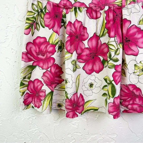 Vintage y2k White Pink Floral Low Rise Mini Skirt Size Large - Picture 3 of 6